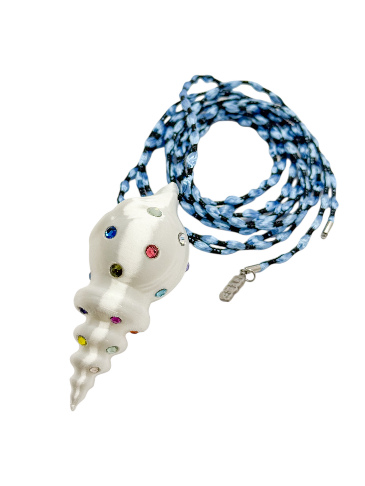 shell necklace blanco silk con cristales