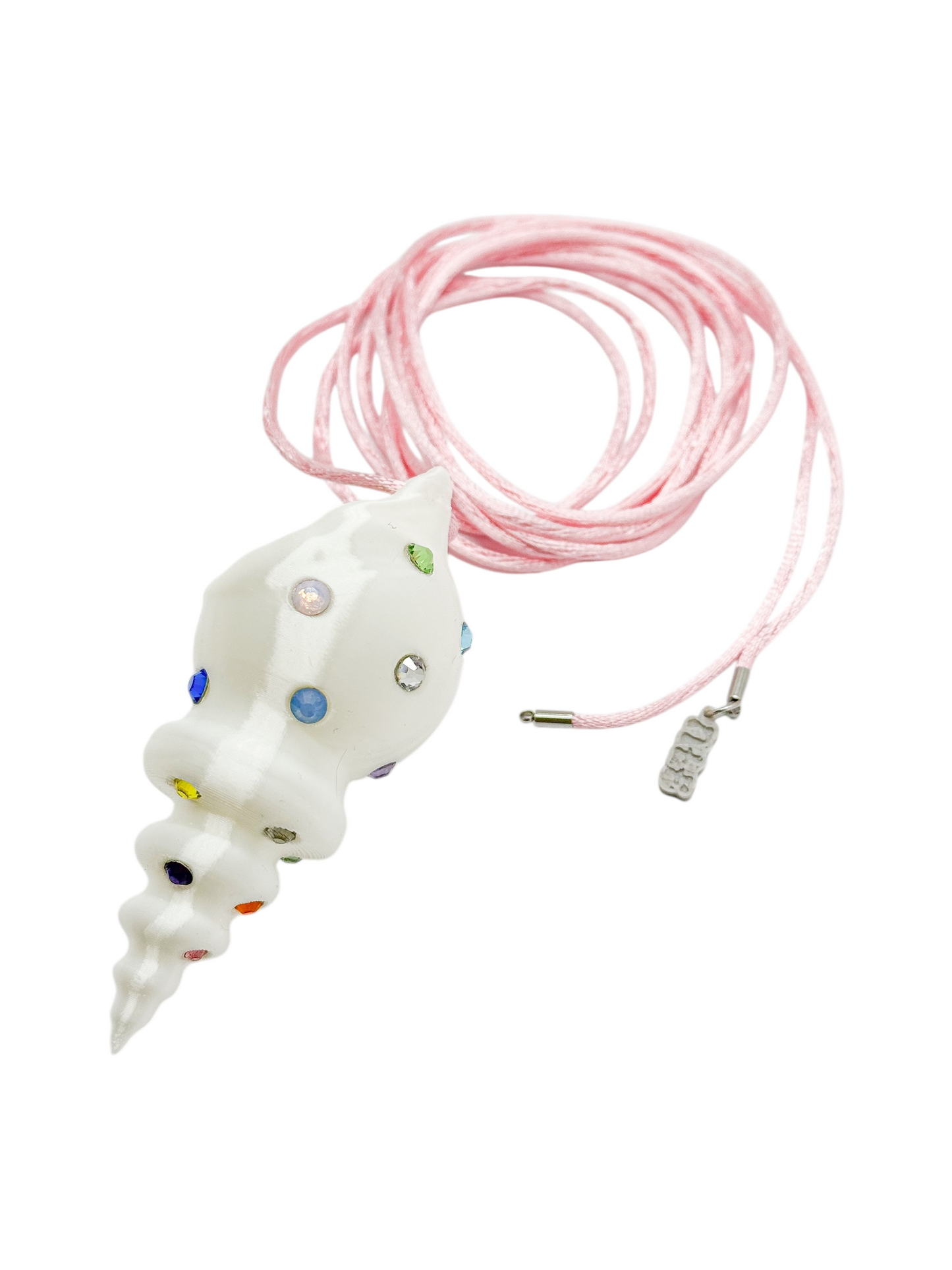 shell necklace blanco silk con cristales