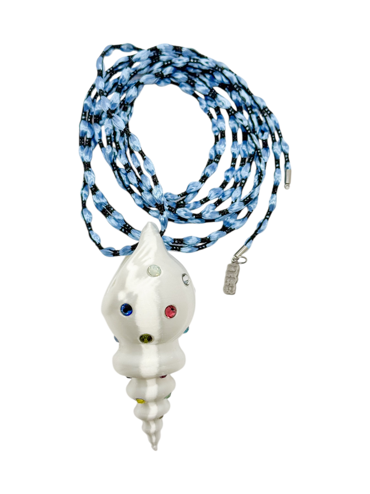 shell necklace blanco silk con cristales