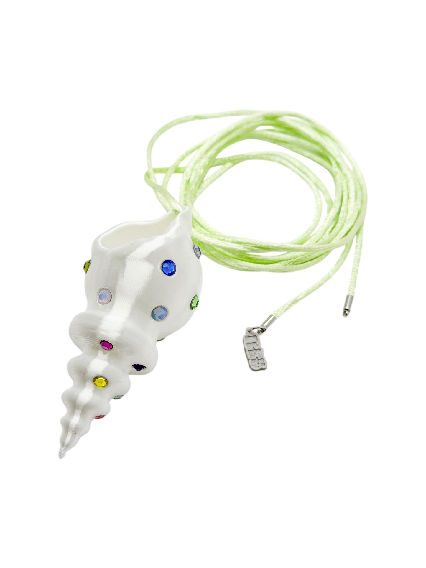 shell necklace blanco silk con cristales