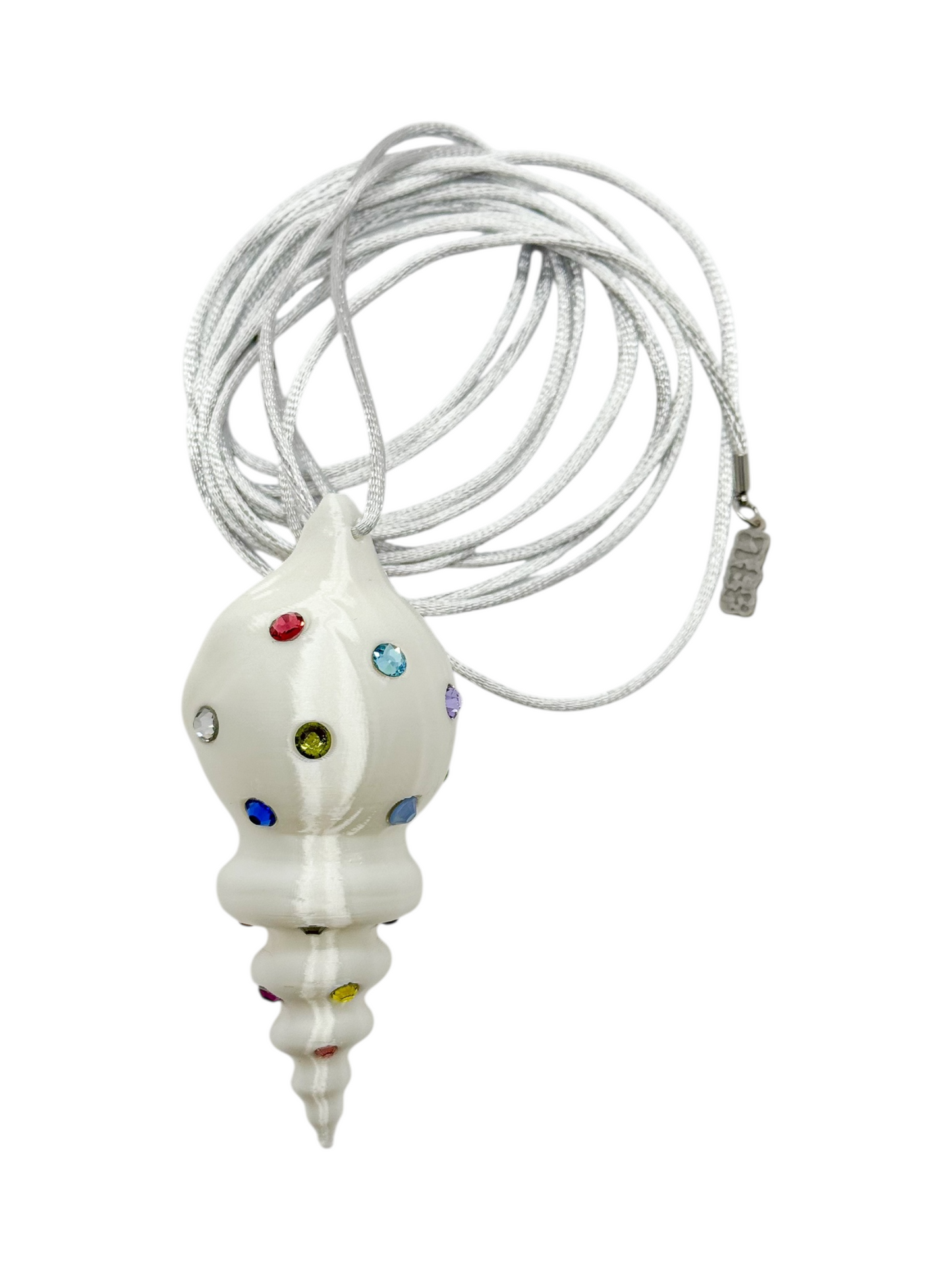 shell necklace blanco silk con cristales