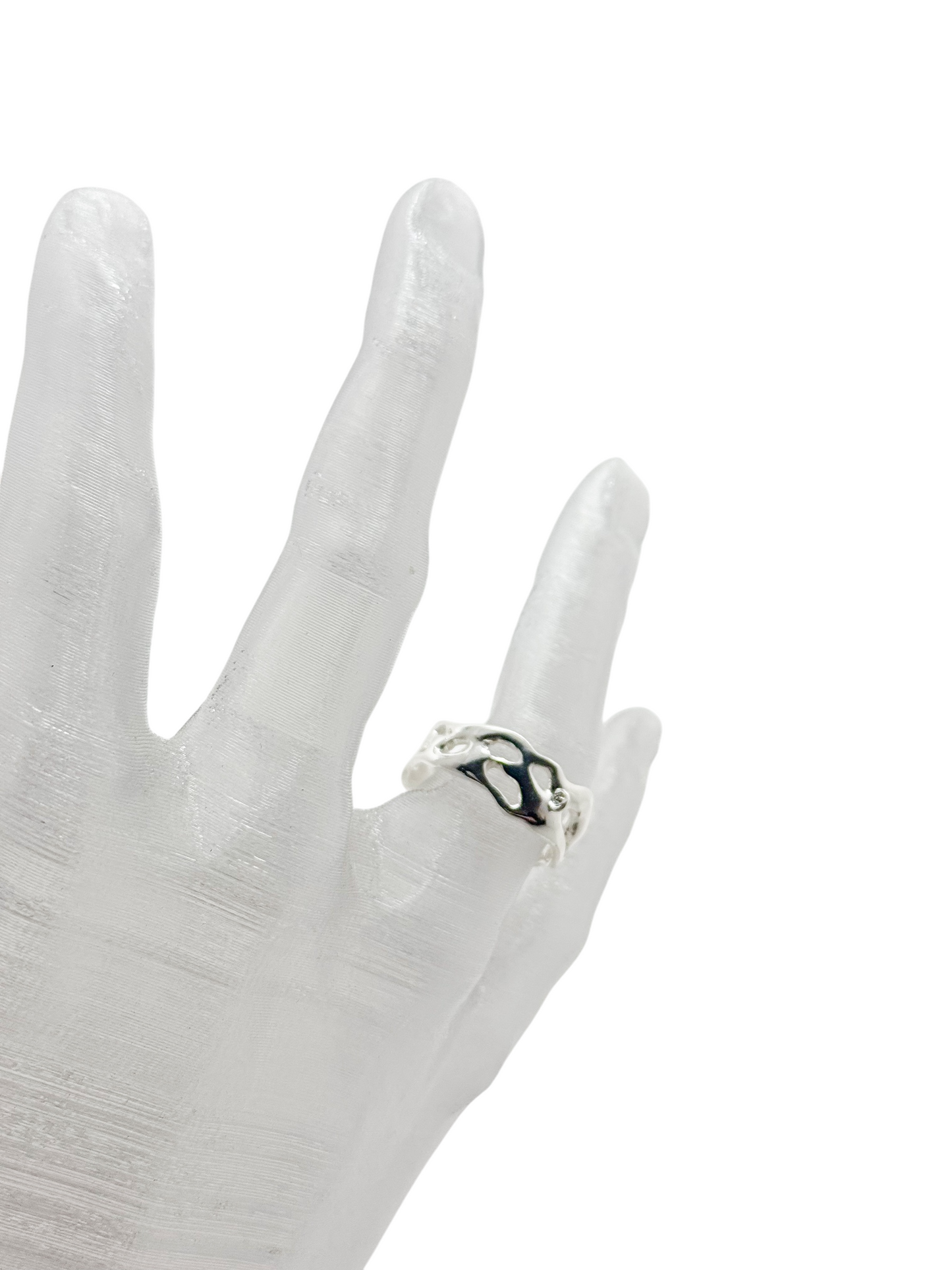anillo cosmic water silver graduable con argolla