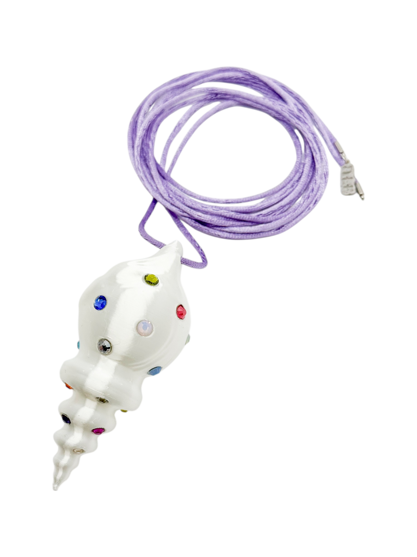 shell necklace blanco silk con cristales
