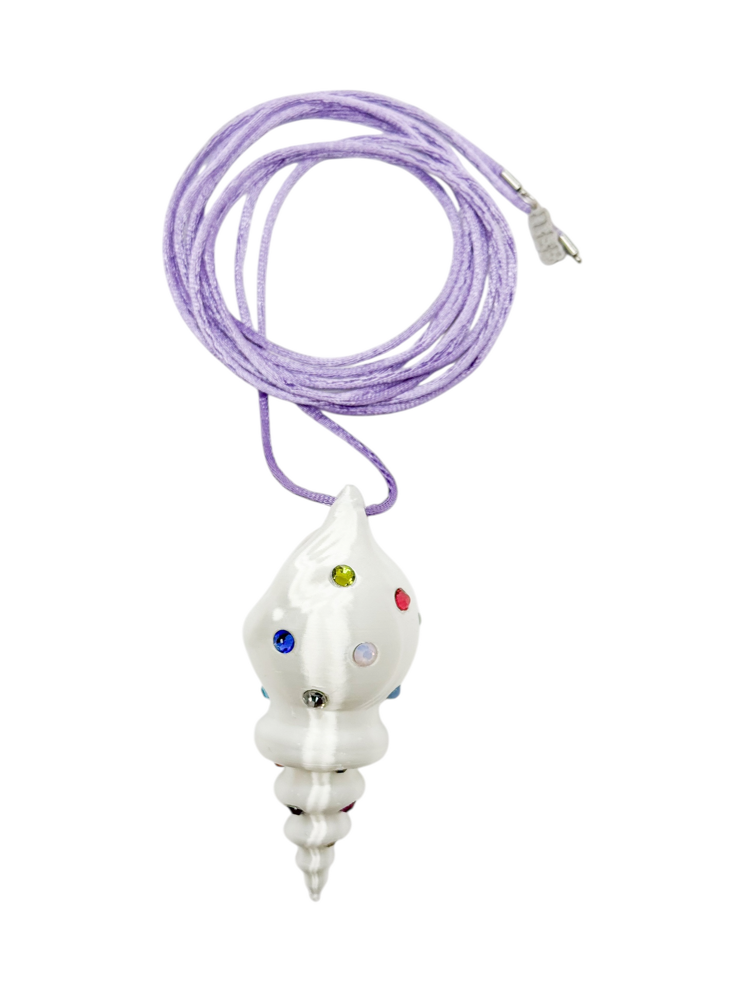 shell necklace blanco silk con cristales