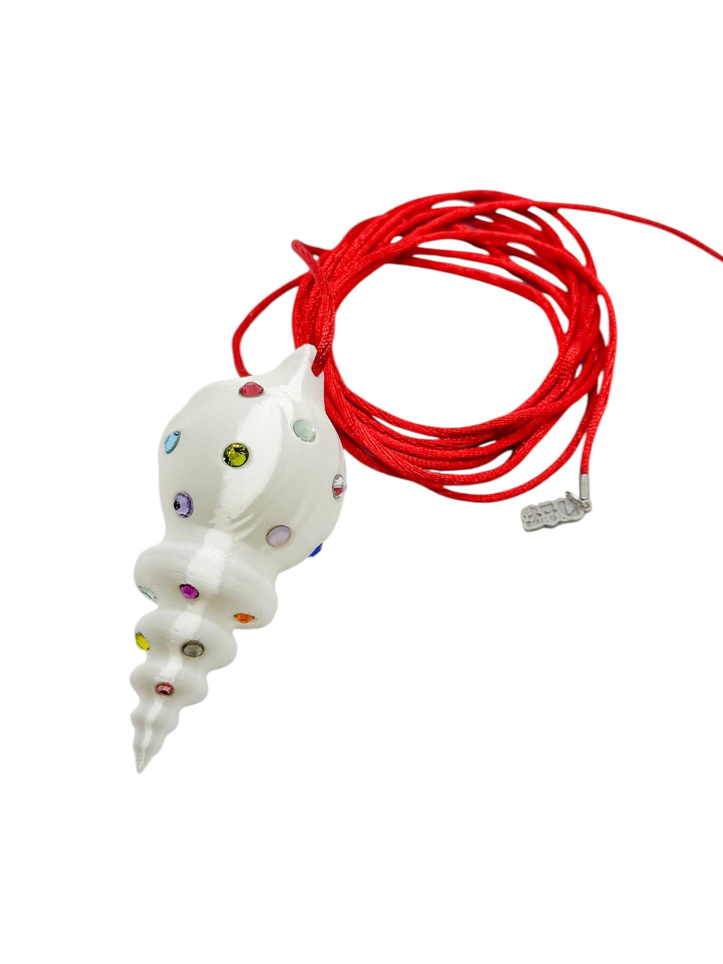shell necklace blanco silk con cristales