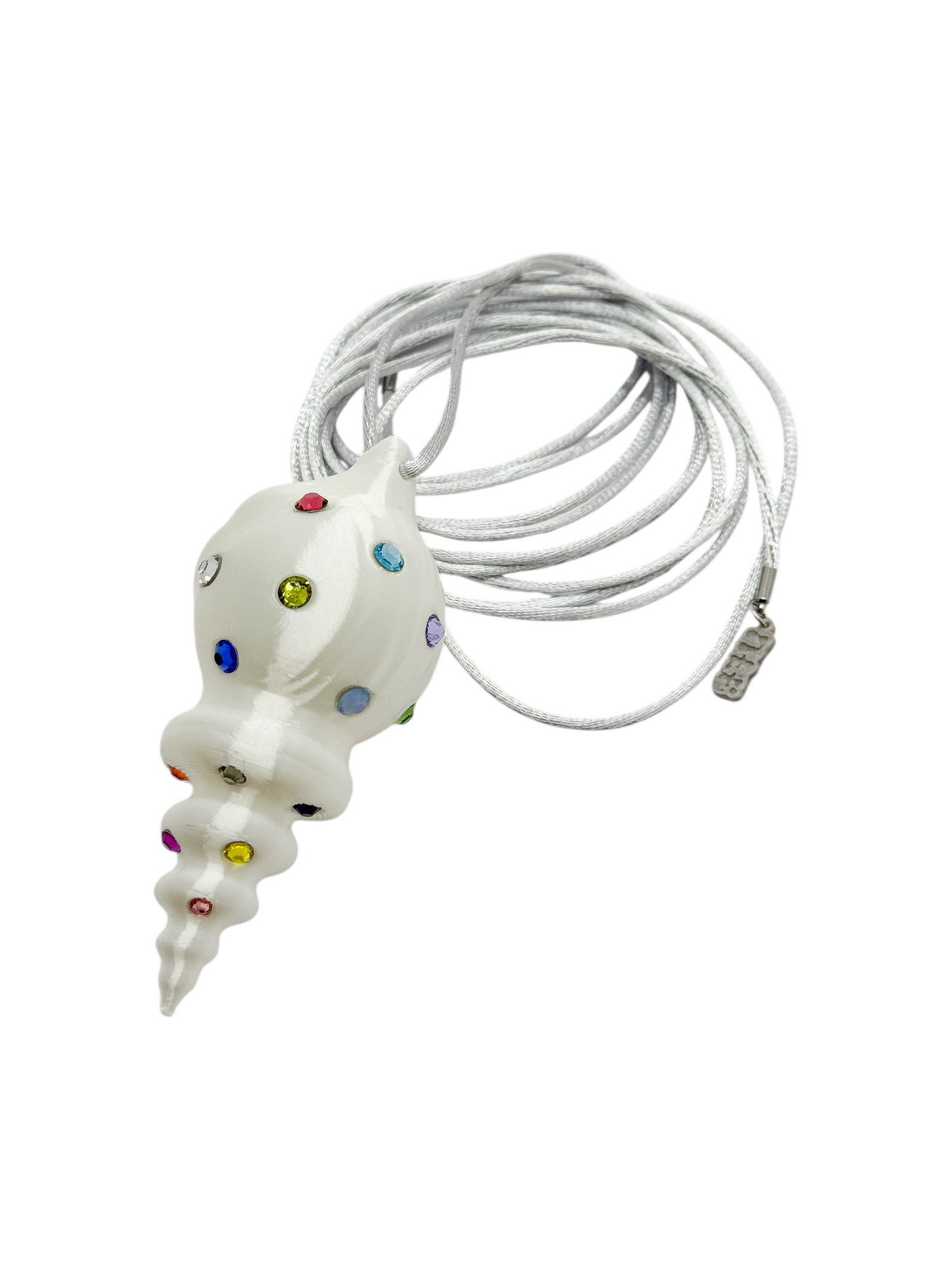 shell necklace blanco silk con cristales