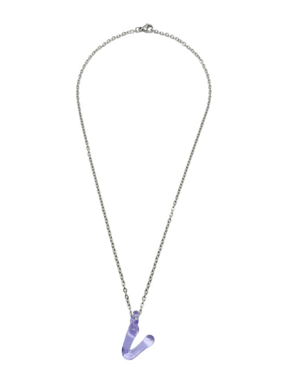 purpple glass necklace 1 letter