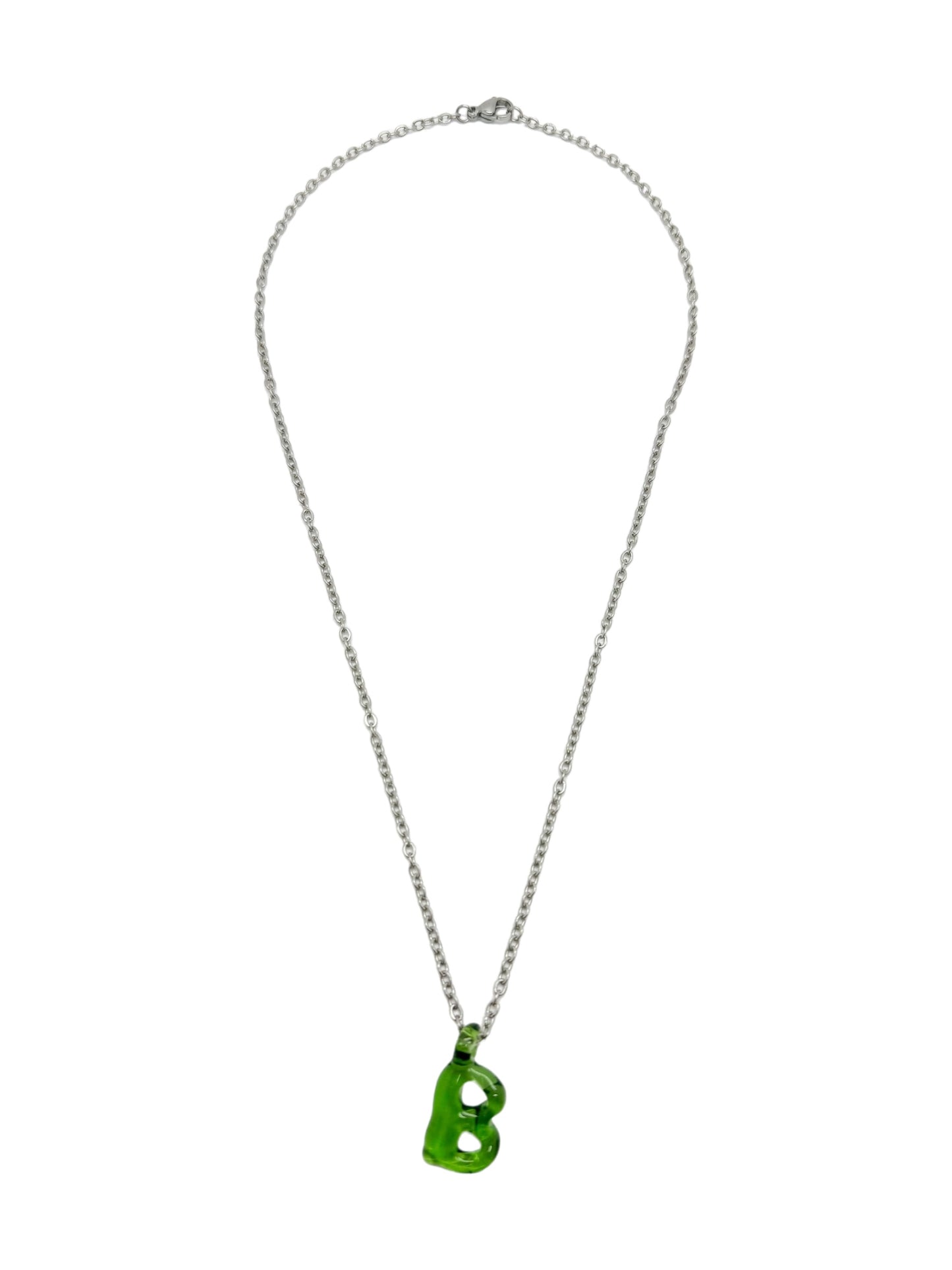 green glass necklace 1 letter