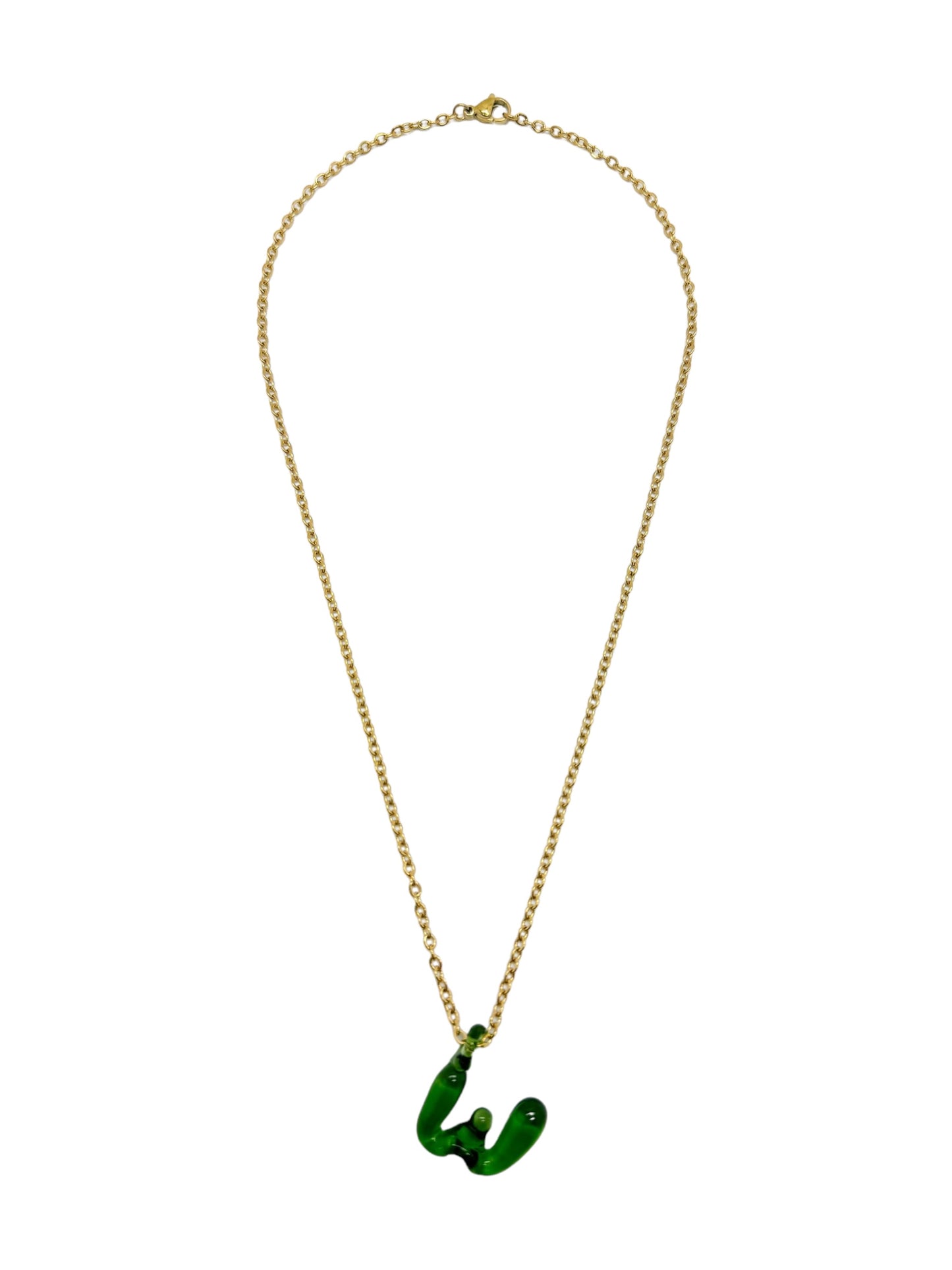 green glass necklace 1 letter