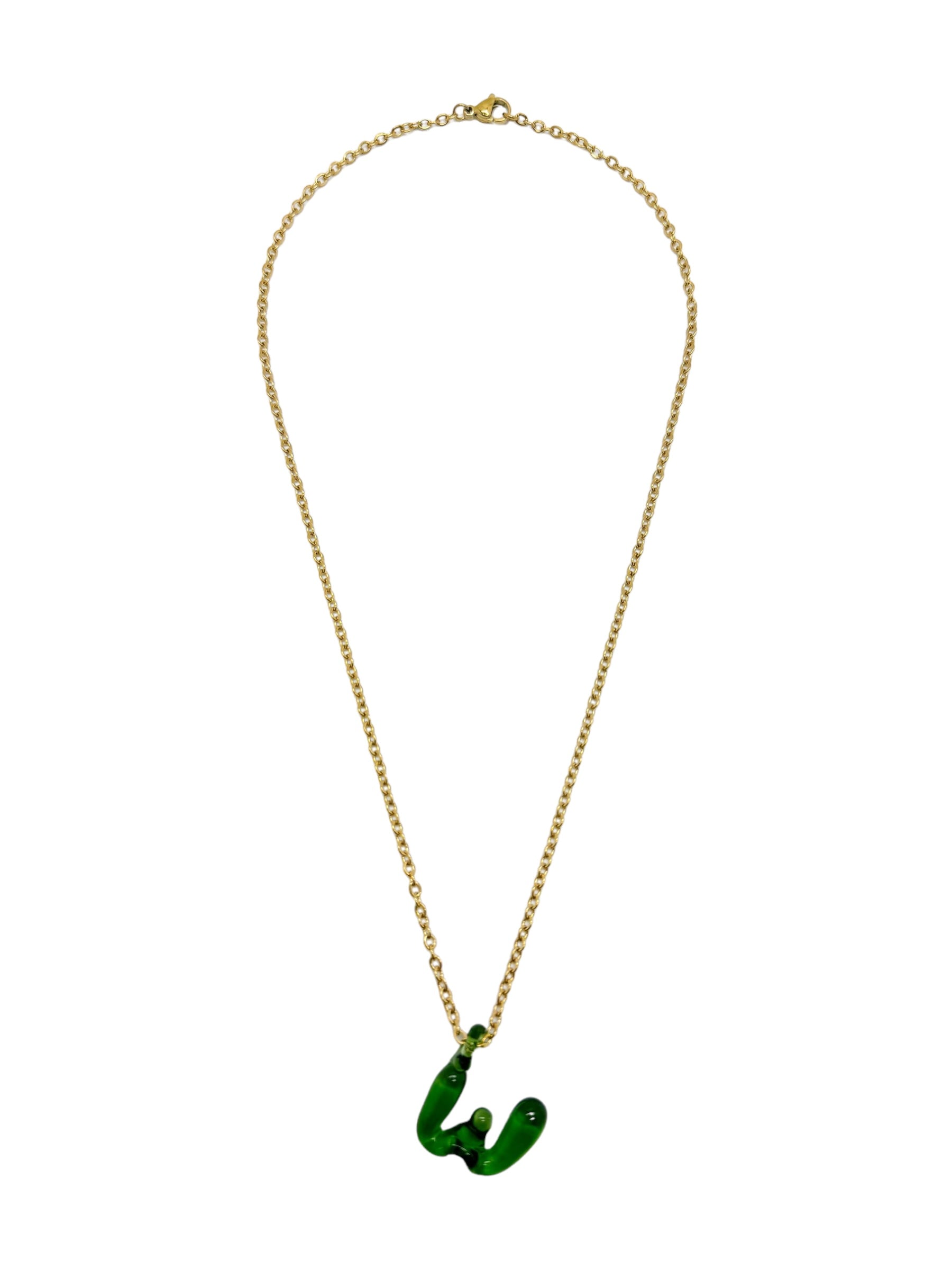 green glass necklace 1 letter