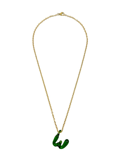 green glass necklace 1 letter