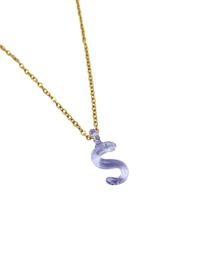 purpple glass necklace 1 letter