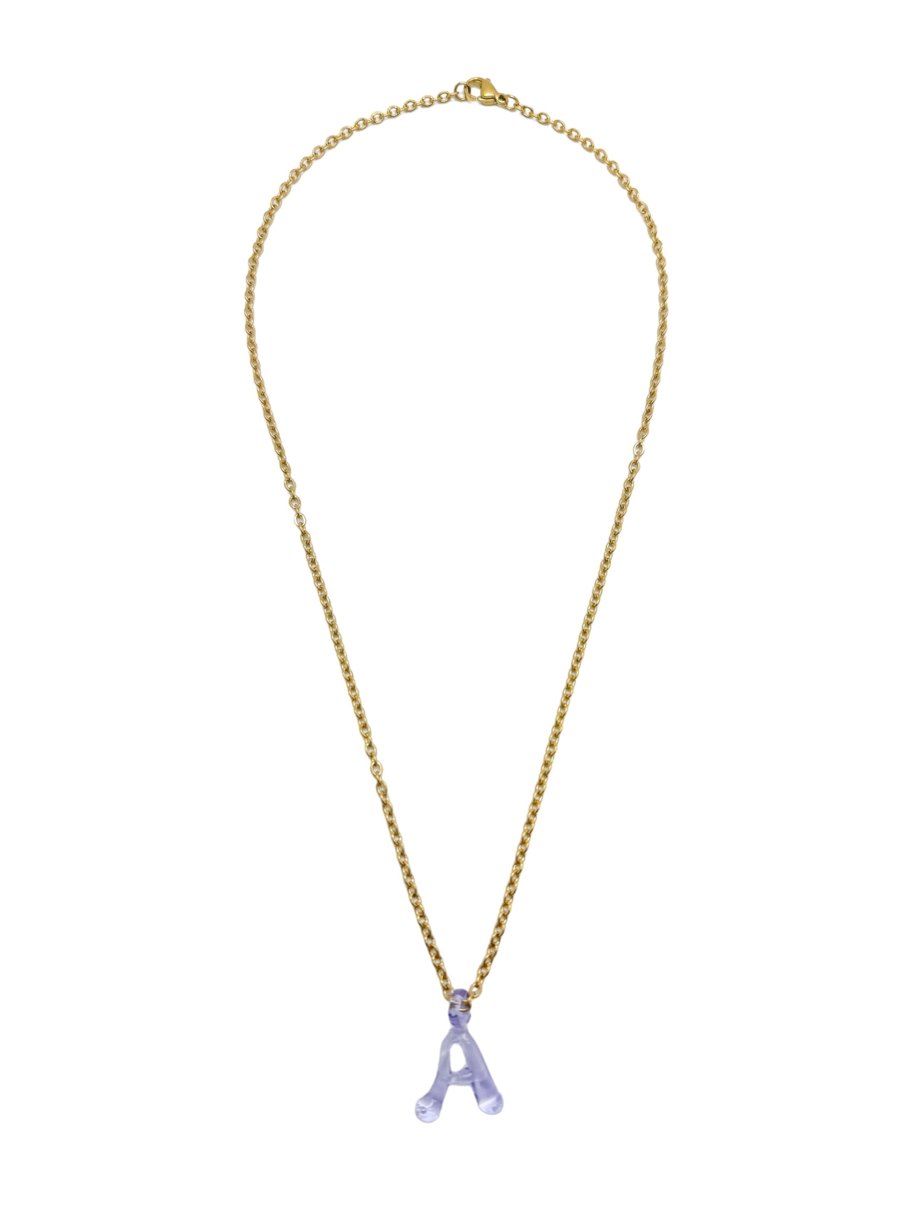 purpple glass necklace 1 letter