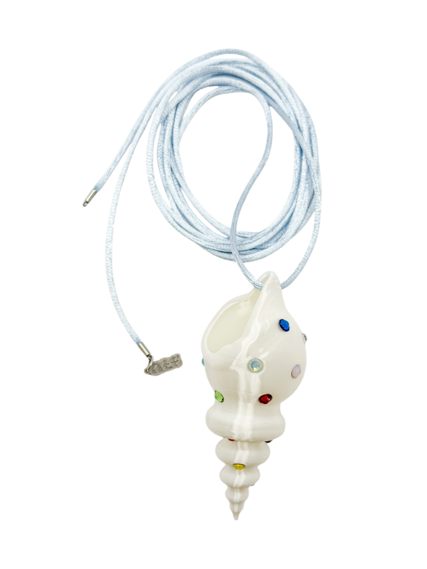 shell necklace blanco silk con cristales