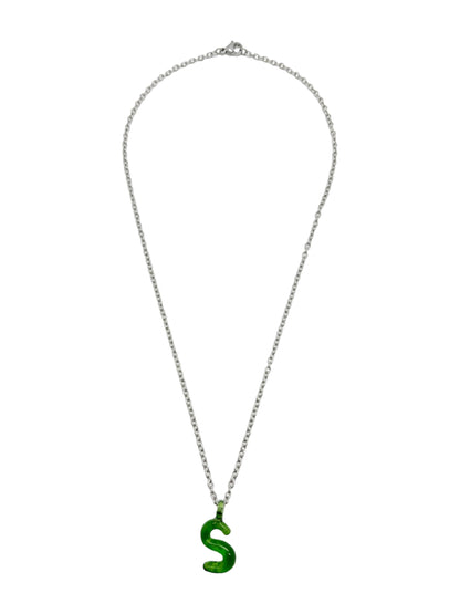 green glass necklace 1 letter