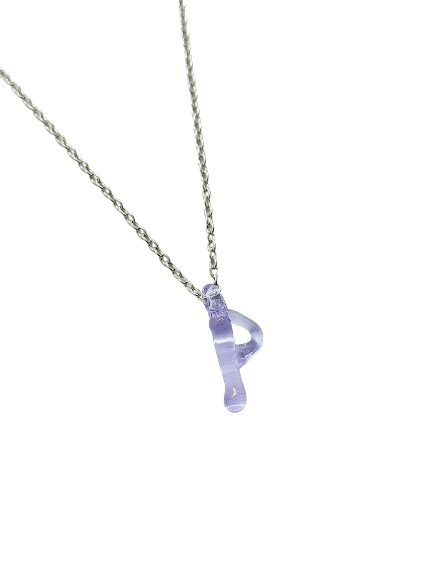 purpple glass necklace 1 letter