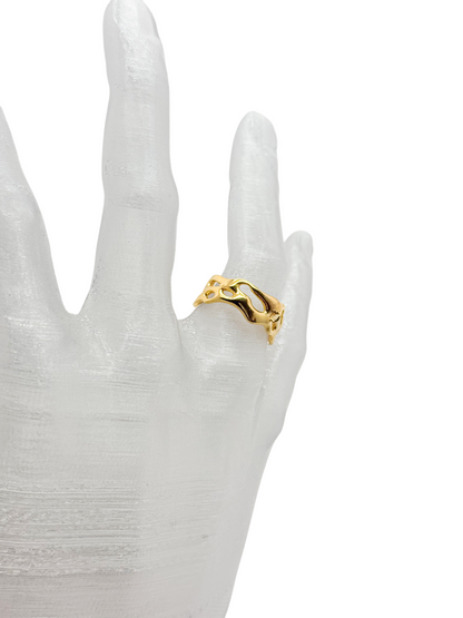 anillo cosmic water gold graduable con argolla