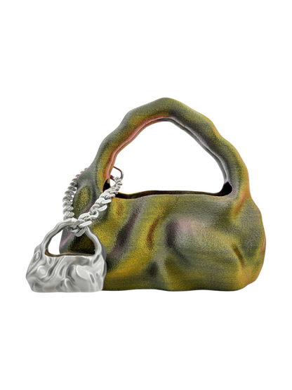 bolso grande cosmic water negro, plateado, fucsia, amarillo