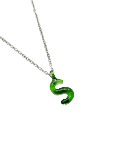 green glass necklace 1 letter