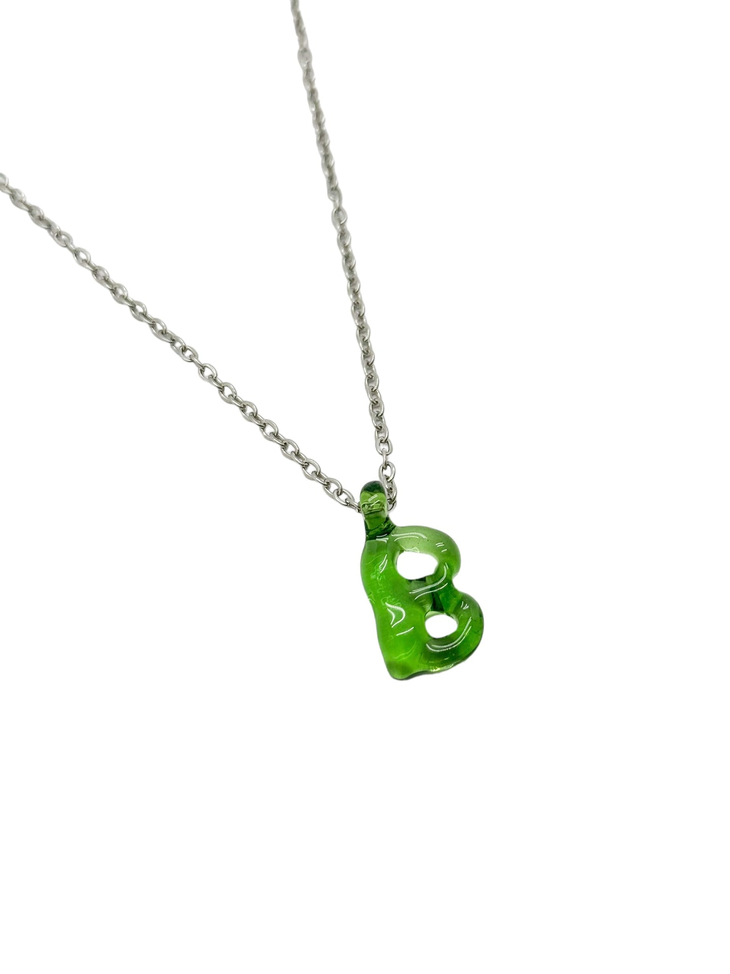 green glass necklace 1 letter