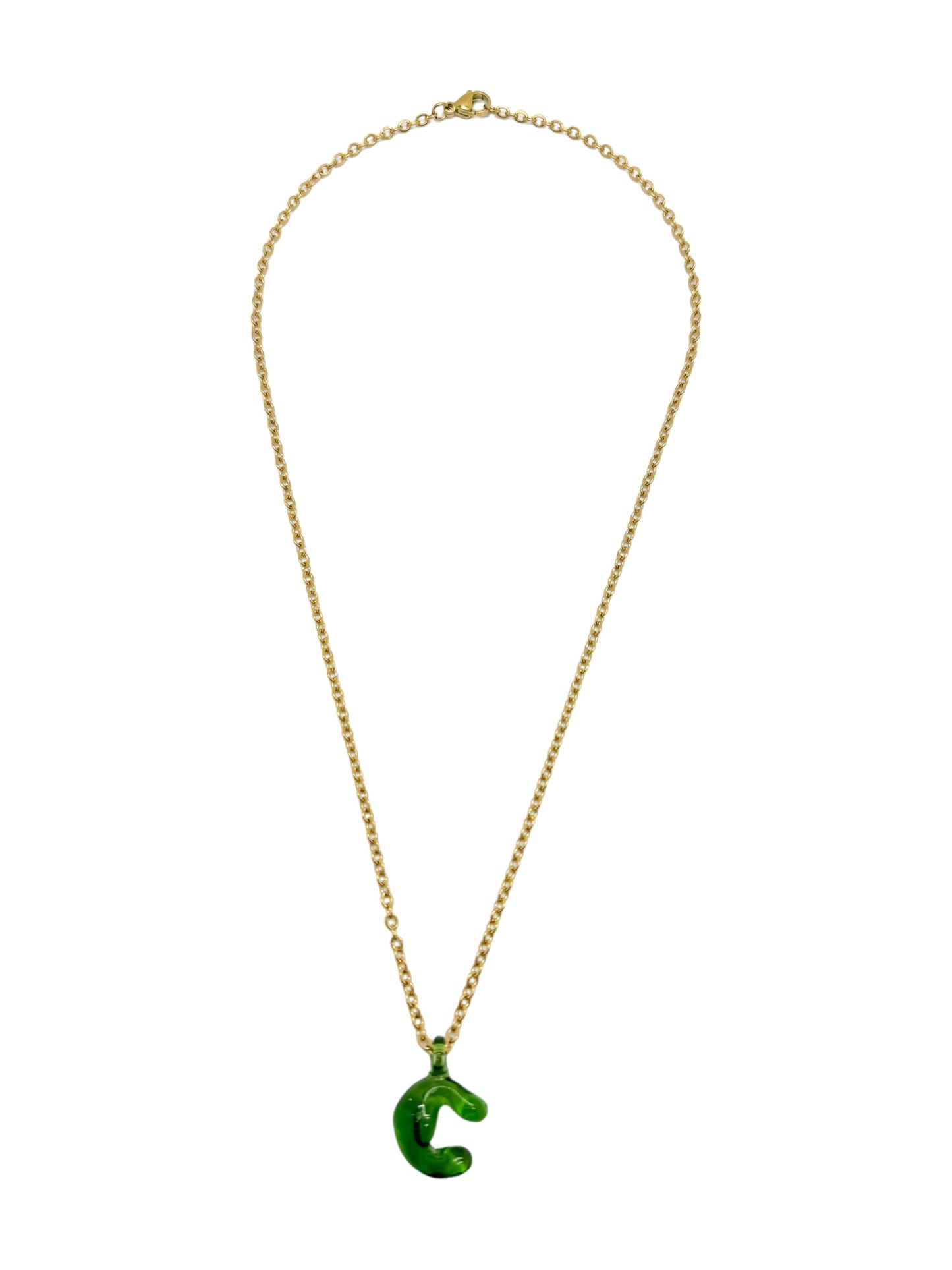 green glass necklace 1 letter