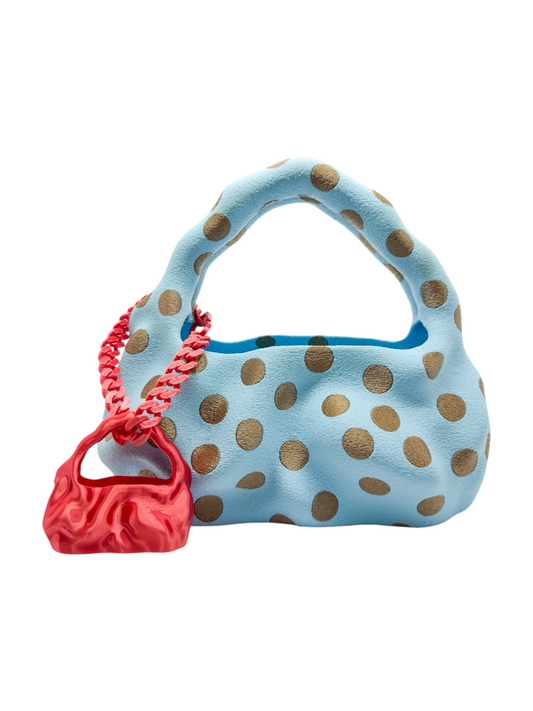 bolso grande cosmic water polka dots baby blue