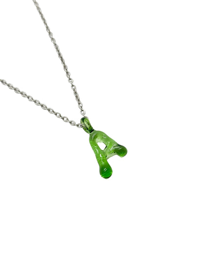 green glass necklace 1 letter