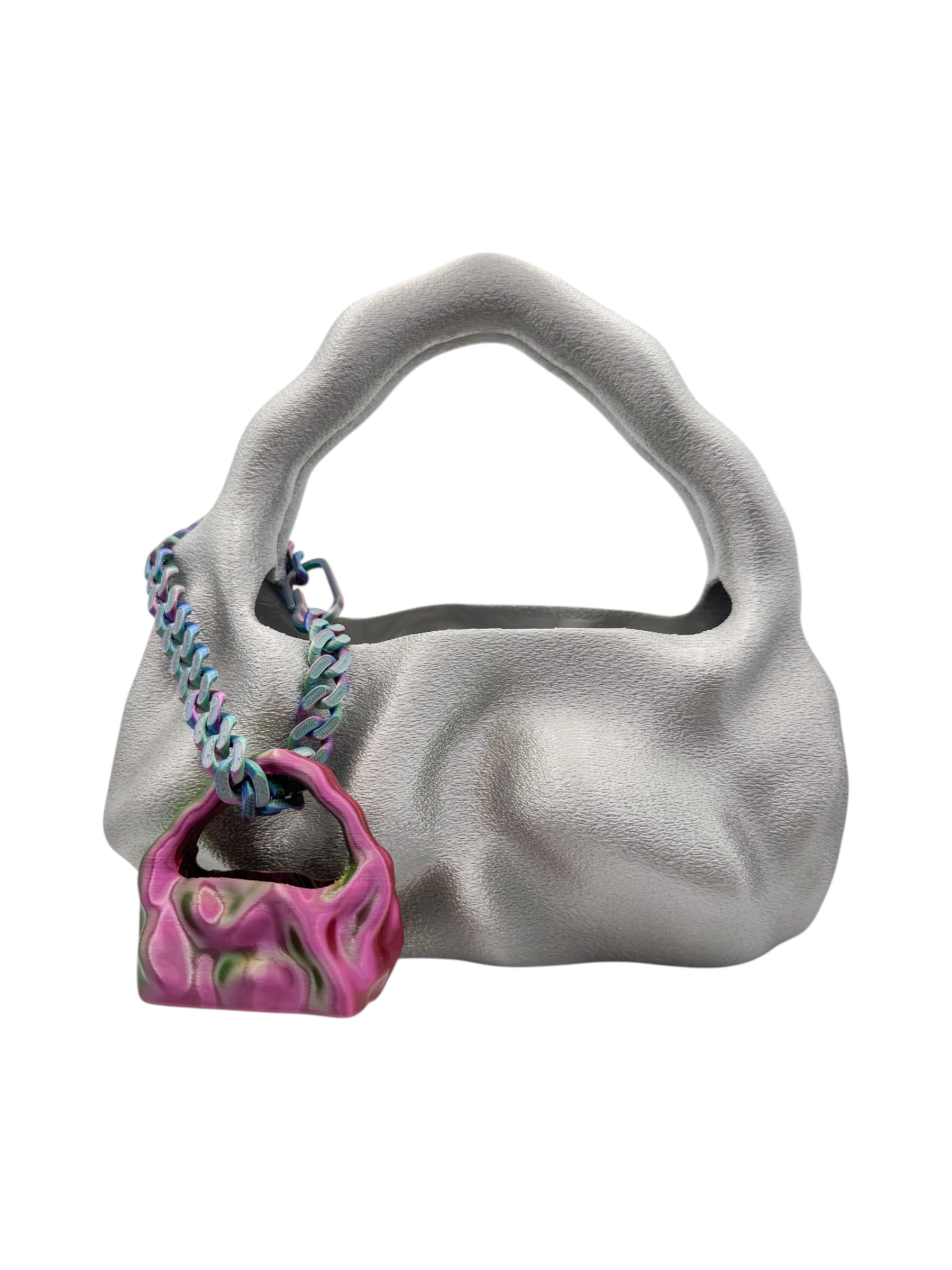 bolso grande cosmic water plateado fuzzy