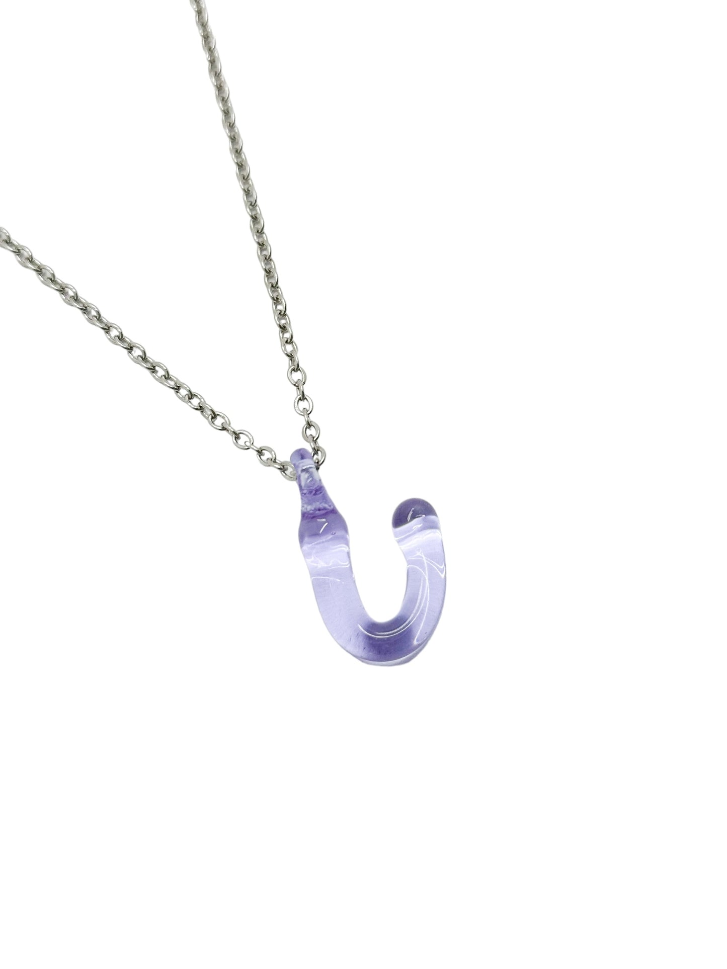 purpple glass necklace 1 letter