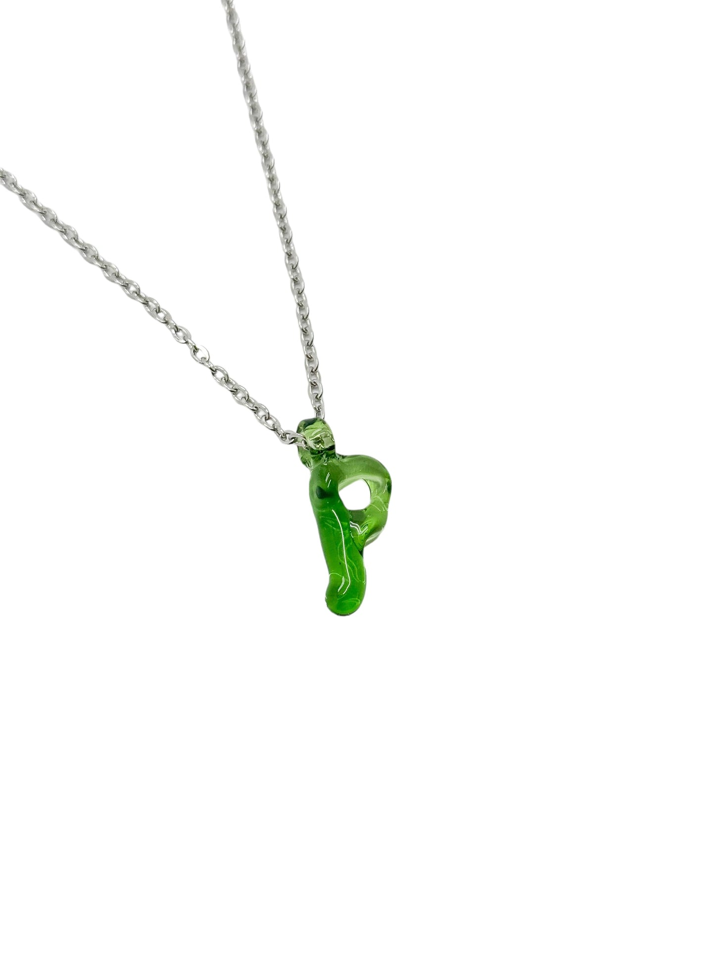 green glass necklace 1 letter