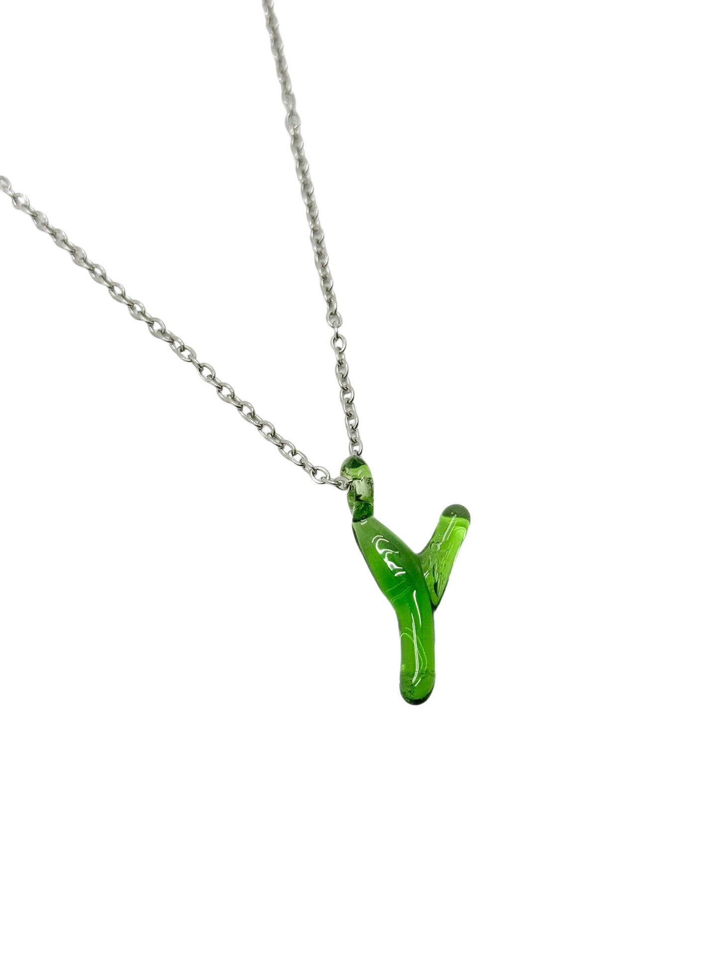 green glass necklace 1 letter