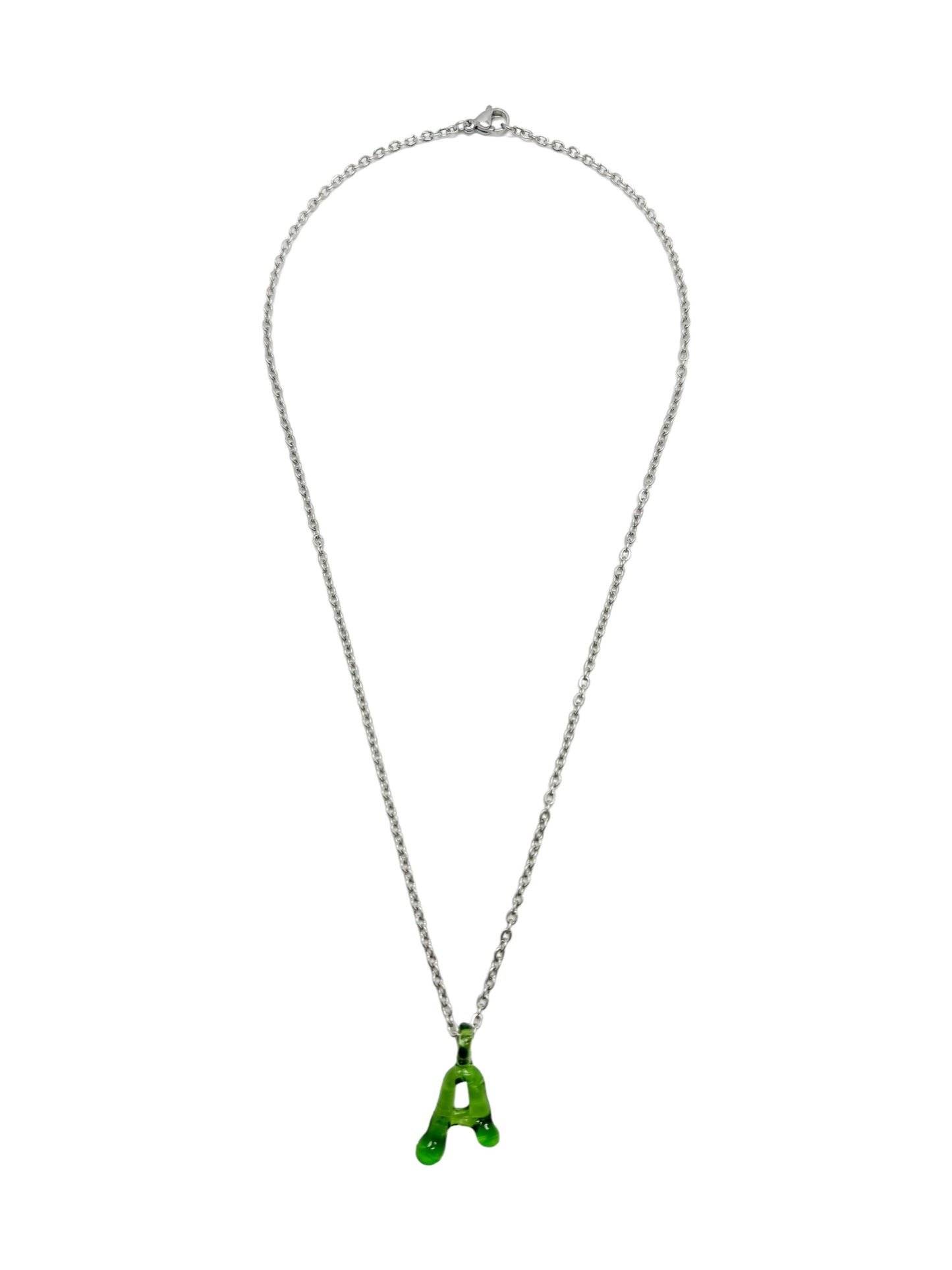 green glass necklace 1 letter