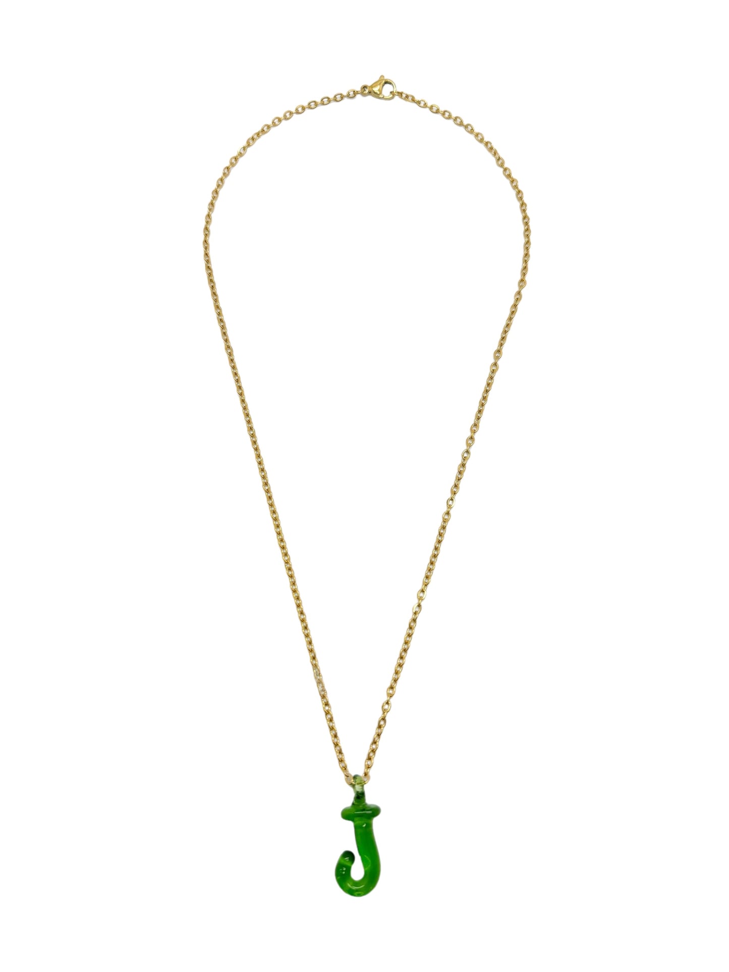 green glass necklace 1 letter