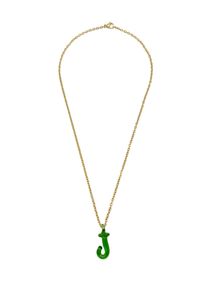 green glass necklace 1 letter