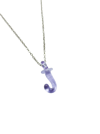 purpple glass necklace 1 letter