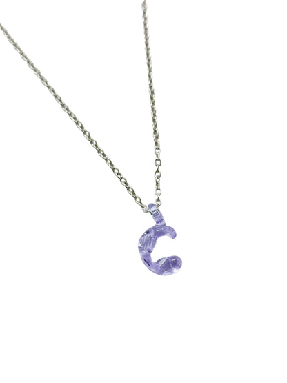 purpple glass necklace 1 letter