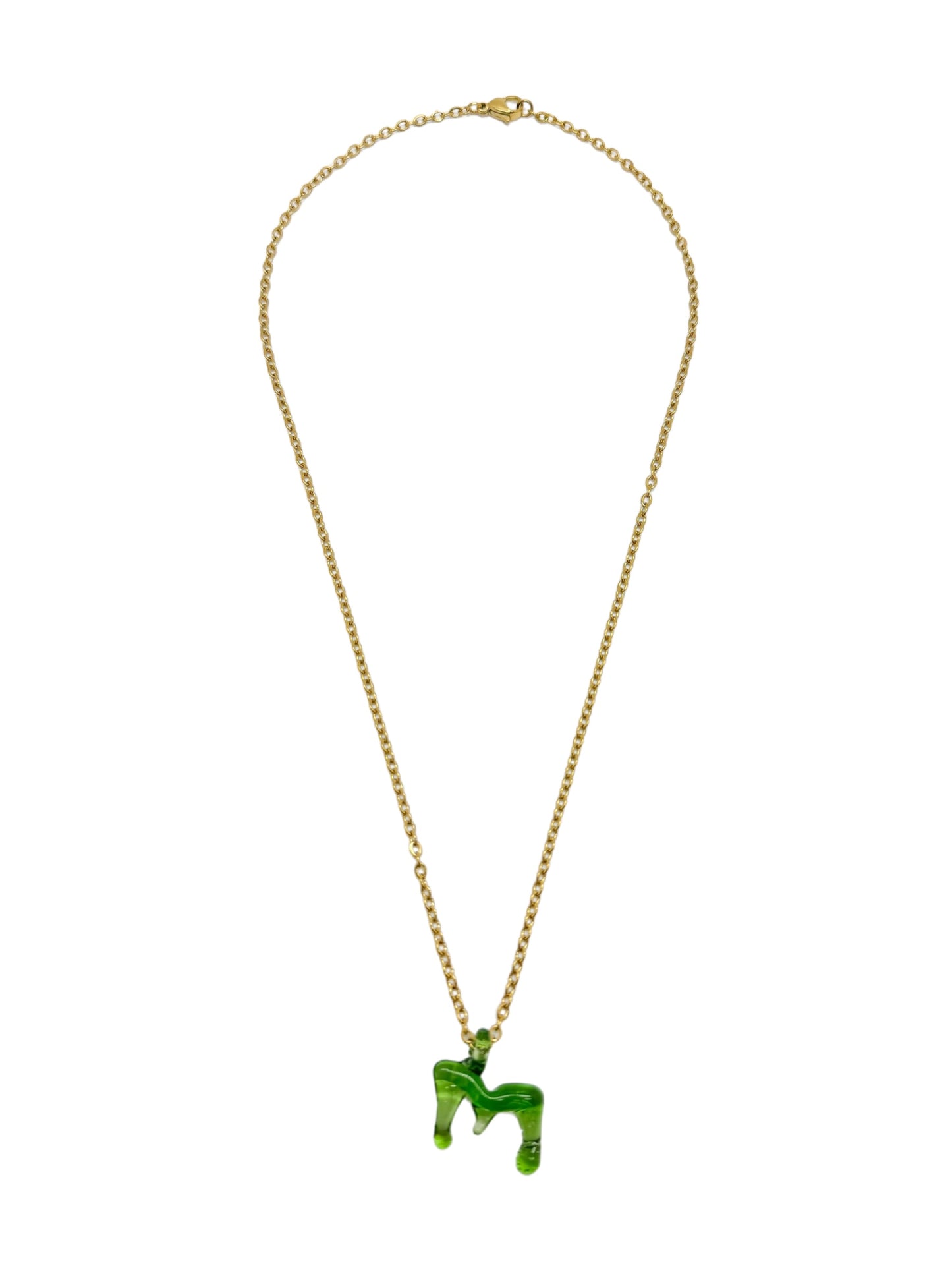 green glass necklace 1 letter