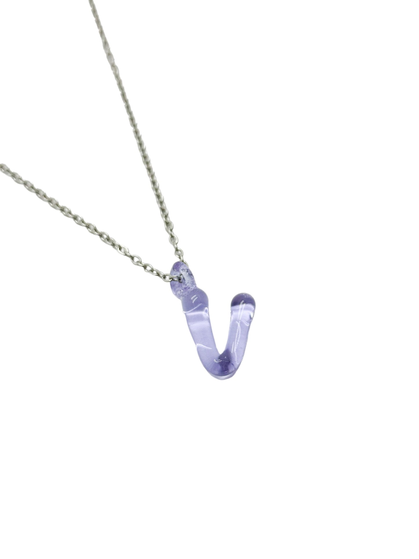 purpple glass necklace 1 letter