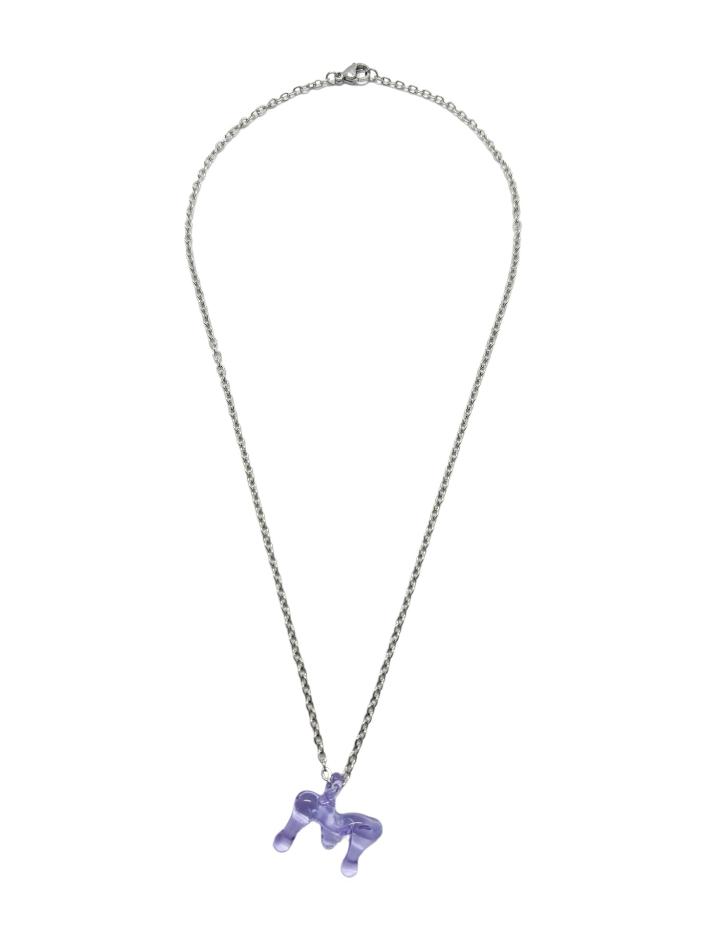 purpple glass necklace 1 letter