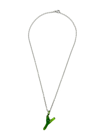 green glass necklace 1 letter