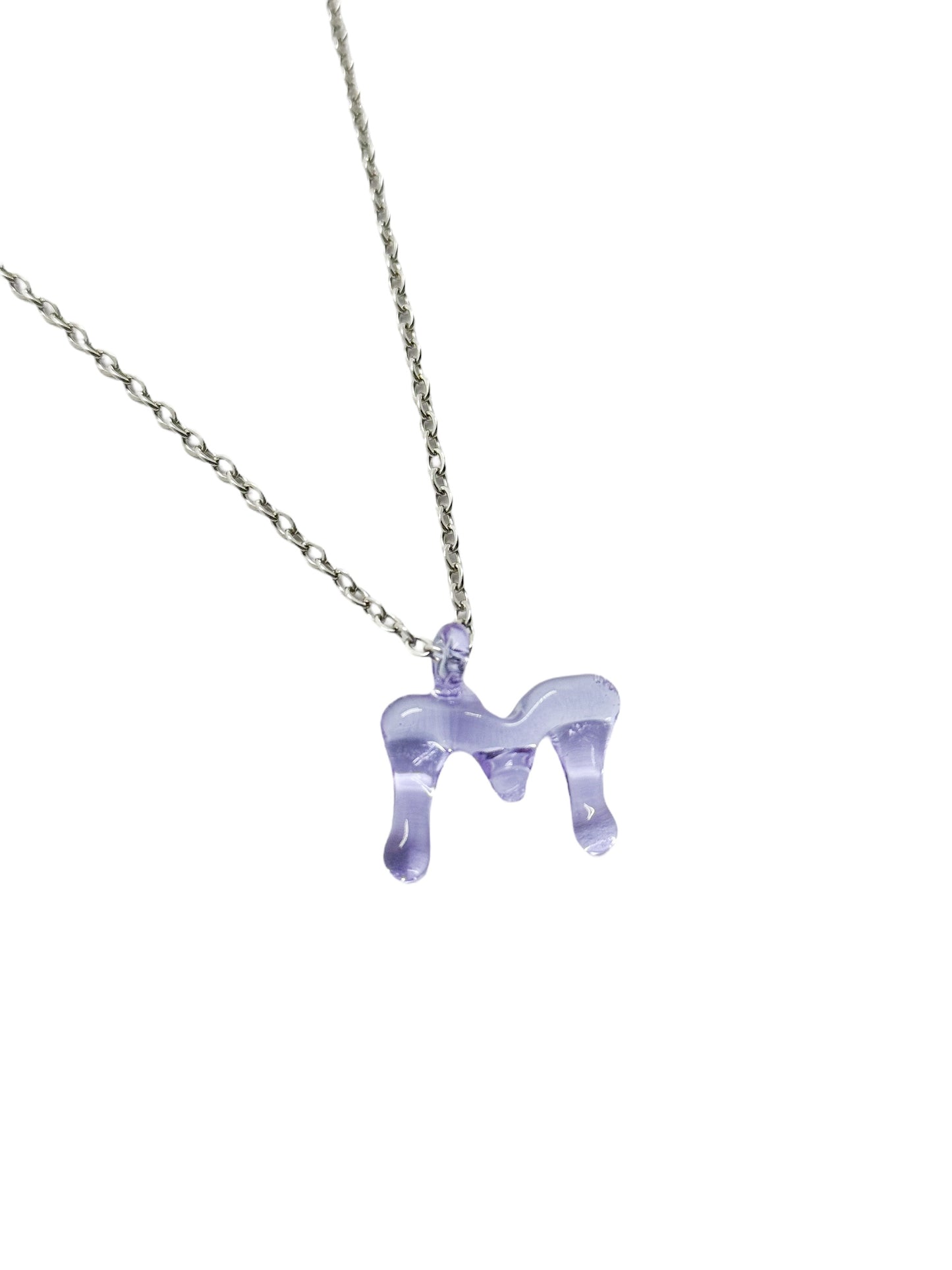 purpple glass necklace 1 letter