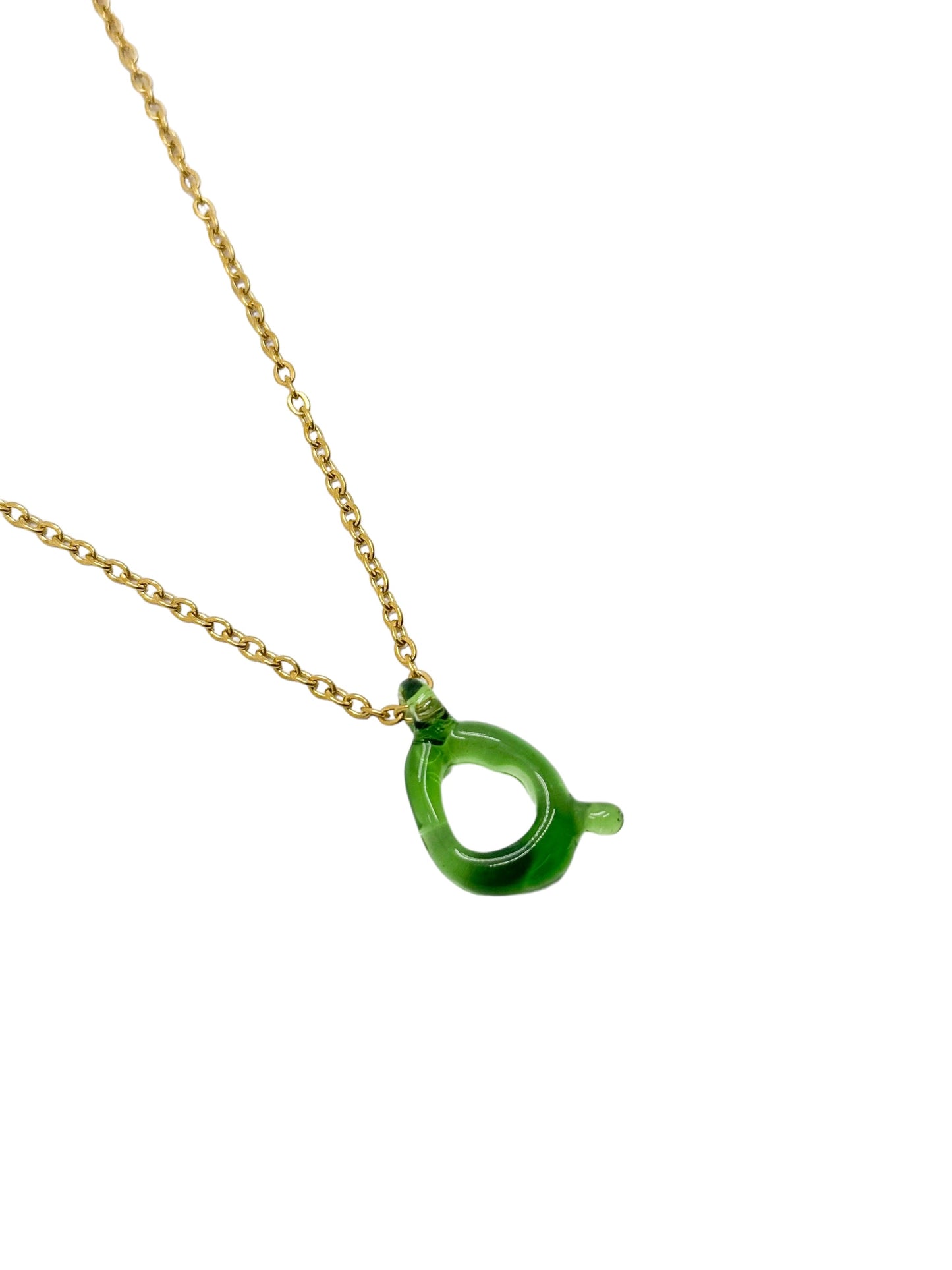 green glass necklace 1 letter