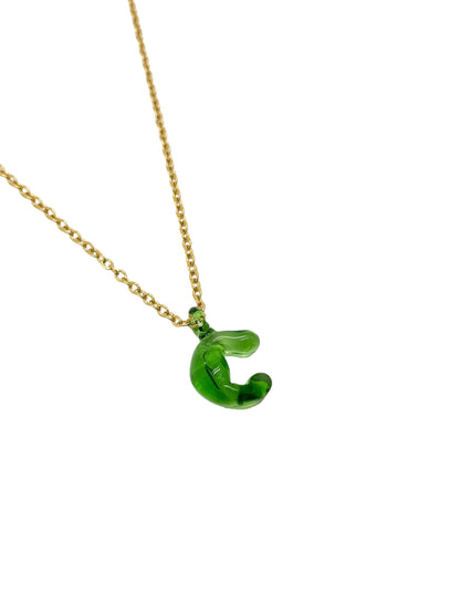 green glass necklace 1 letter