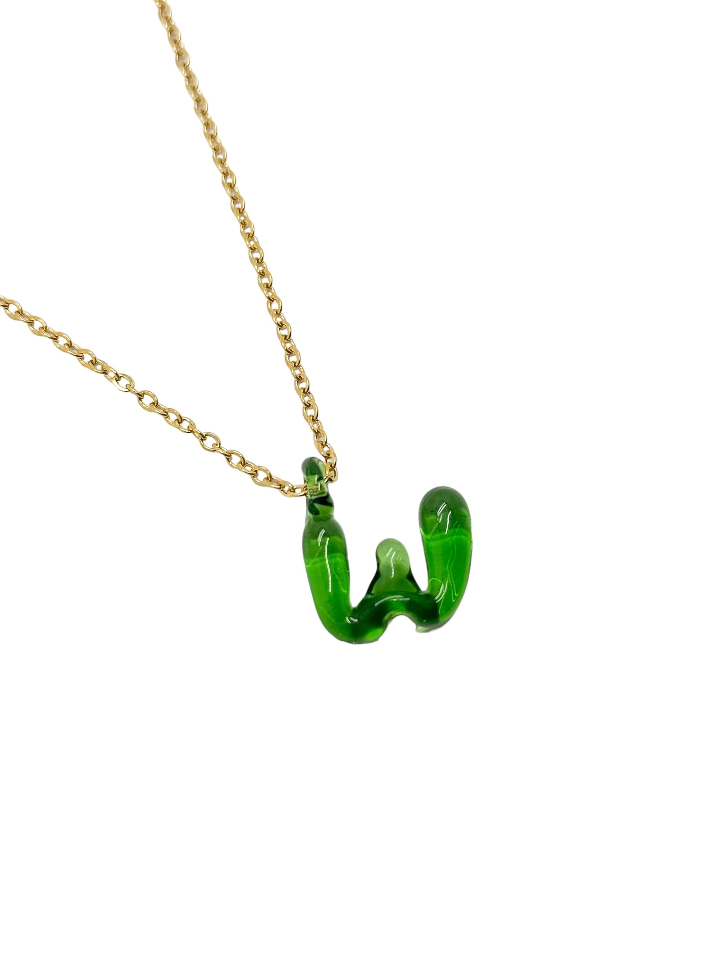 green glass necklace 1 letter