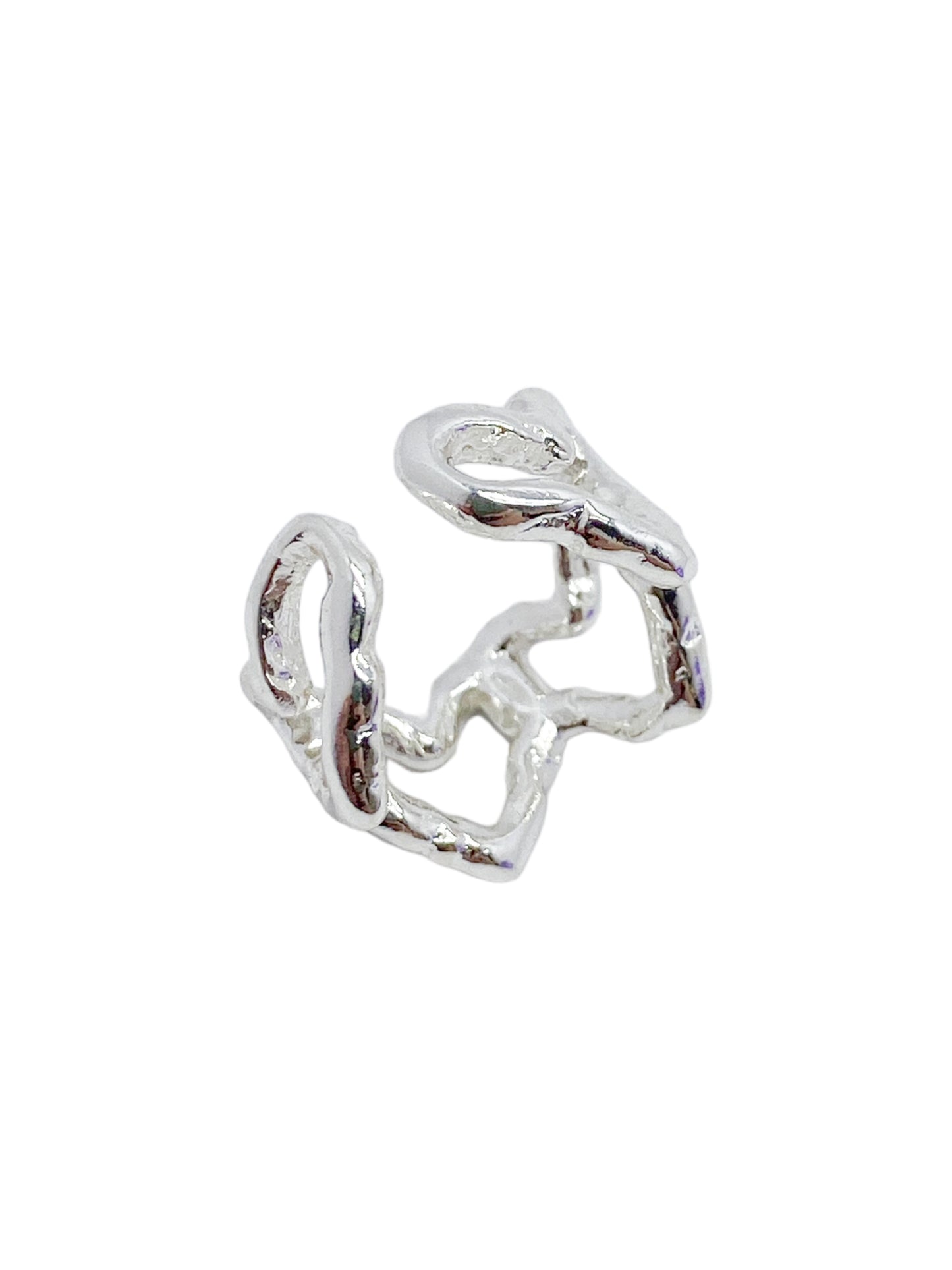 ear cuff corazones cosmic water silver