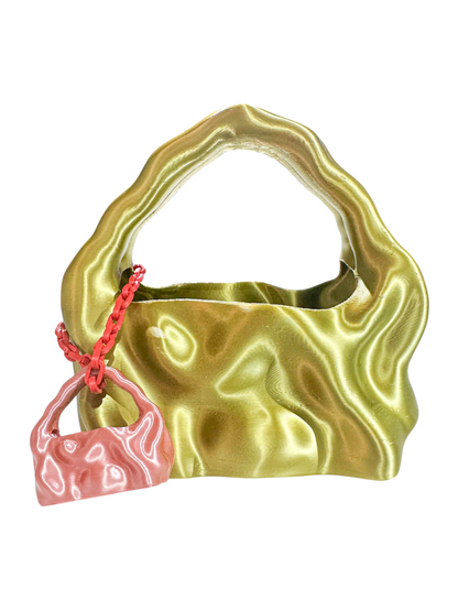 bolso grande cosmic water verde oliva seda