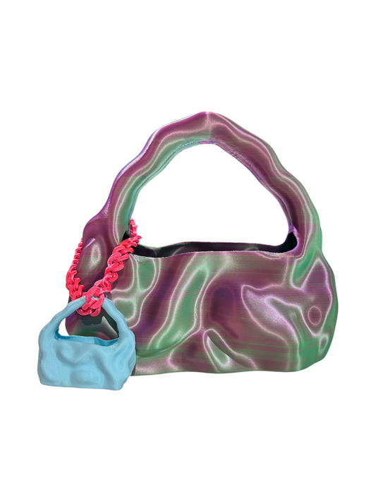 bolso grande cosmic water azul verde rosado