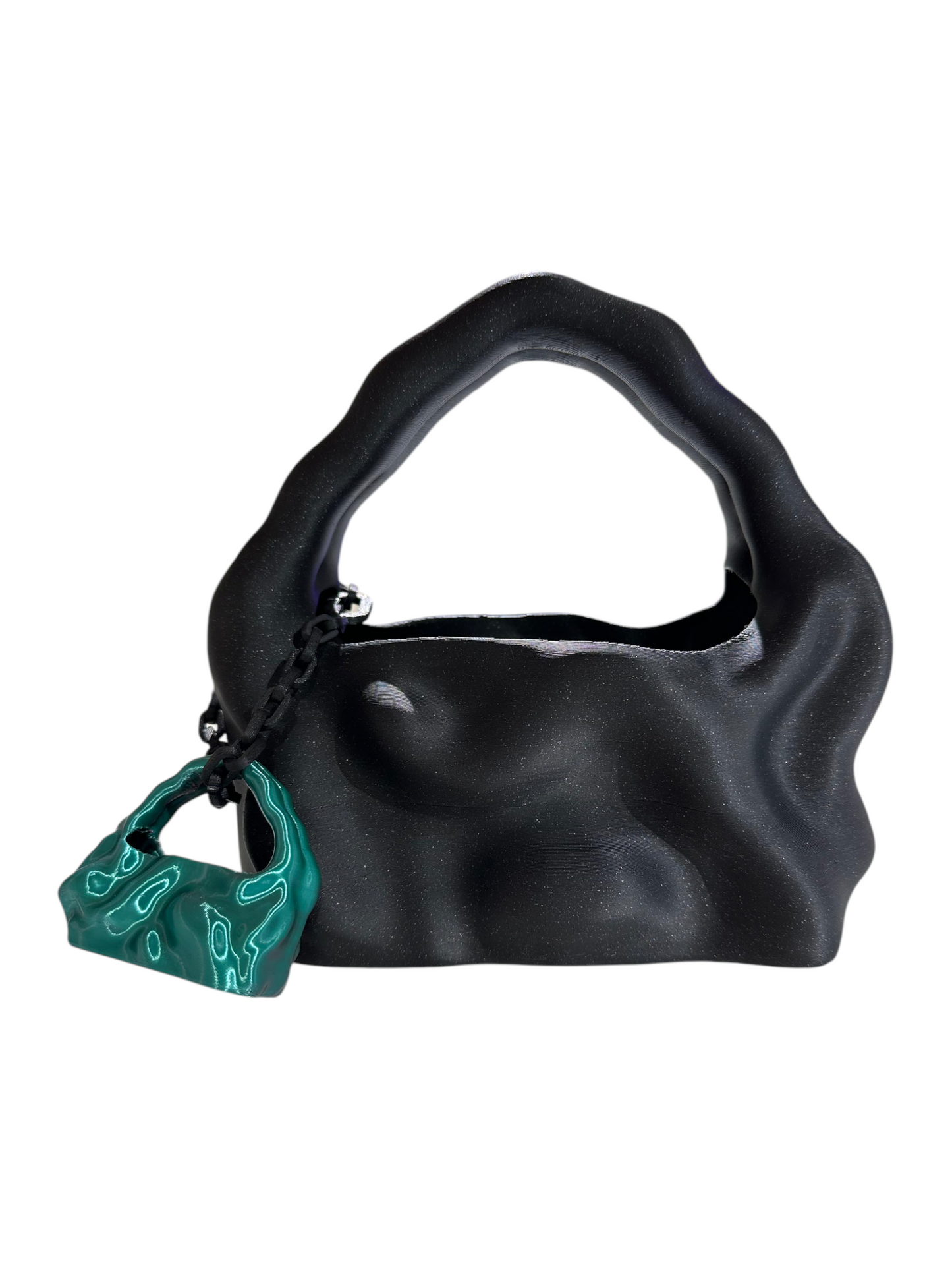 bolso grande cosmic water negro mate glitter