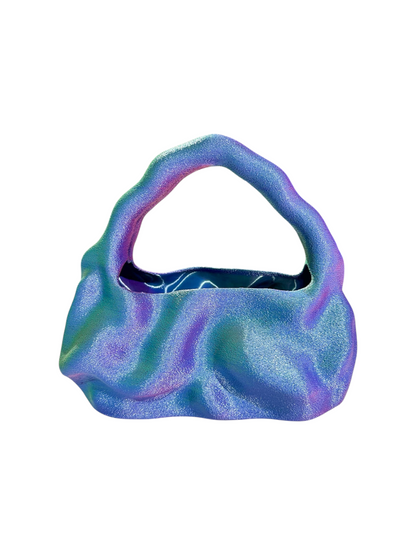 bolso grande cosmic water fuzzy azul verde rosado
